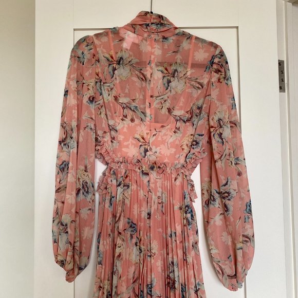 Keepsake The Label Women's Unravel Long Sleeve Tie Neck Pleated Midi Dress - Picture 7 of 8